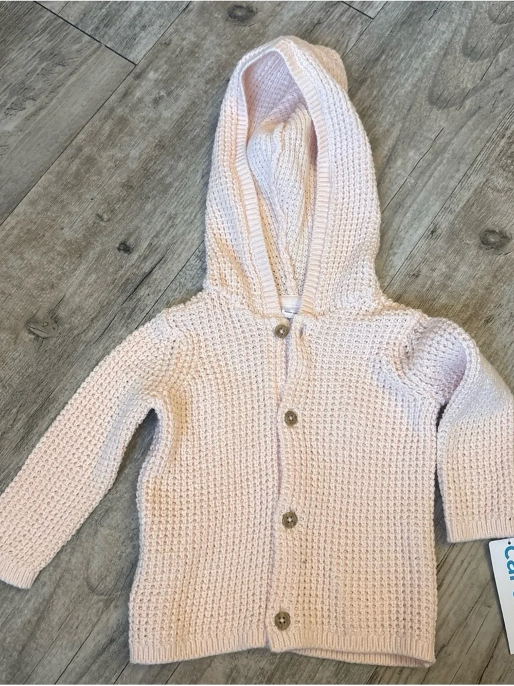 Carter's Light Pink Knit Hooded Cardigan